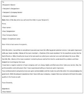 Compliment Letter Template – Format, Samples, and Examples